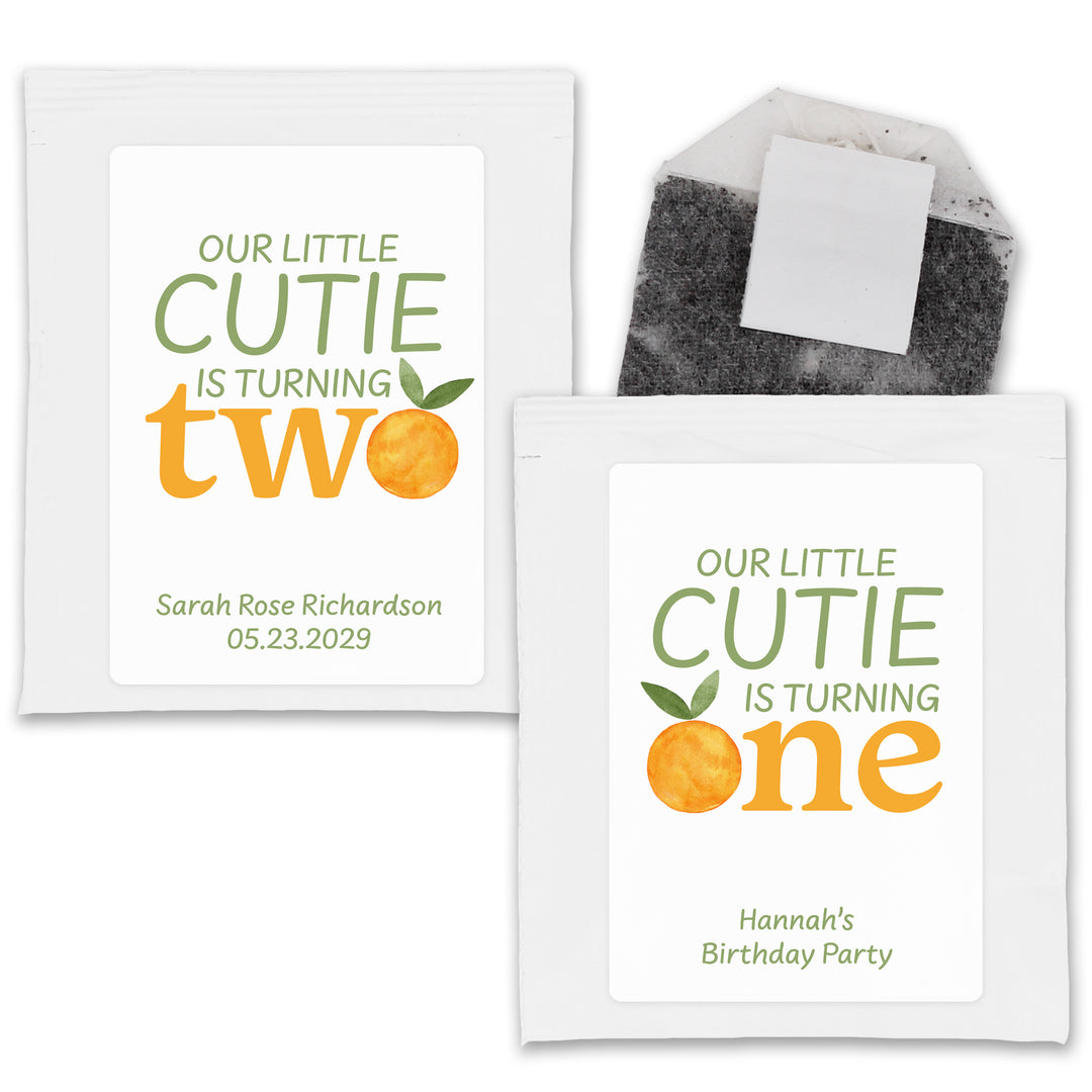Little Cutie Birthday, Our Little Cutie is Turning One, Birthday Tea Bags