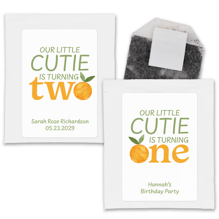 Little Cutie Birthday, Our Little Cutie is Turning One, Birthday Tea Bags