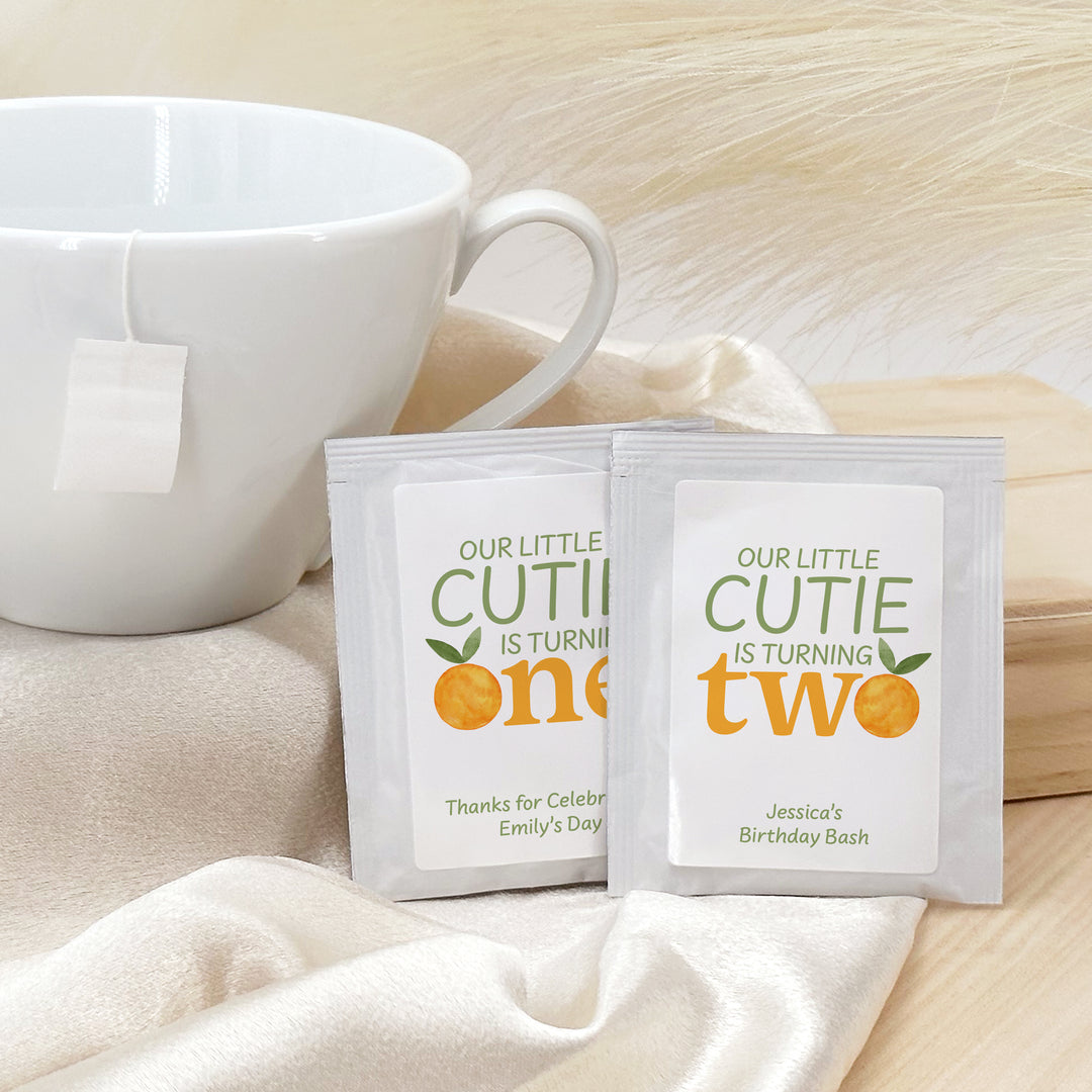 Little Cutie Birthday, Our Little Cutie is Turning One, Birthday Tea Bags