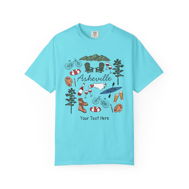 Asheville Bachelorette T-Shirt, Colorful Asheville Doodles, Unisex Comfort Colors® T-Shirt