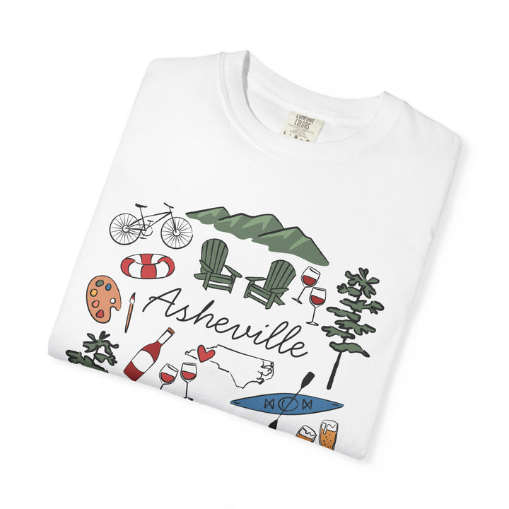 Asheville Bachelorette T-Shirt, Colorful Asheville Doodles, Unisex Comfort Colors® T-Shirt