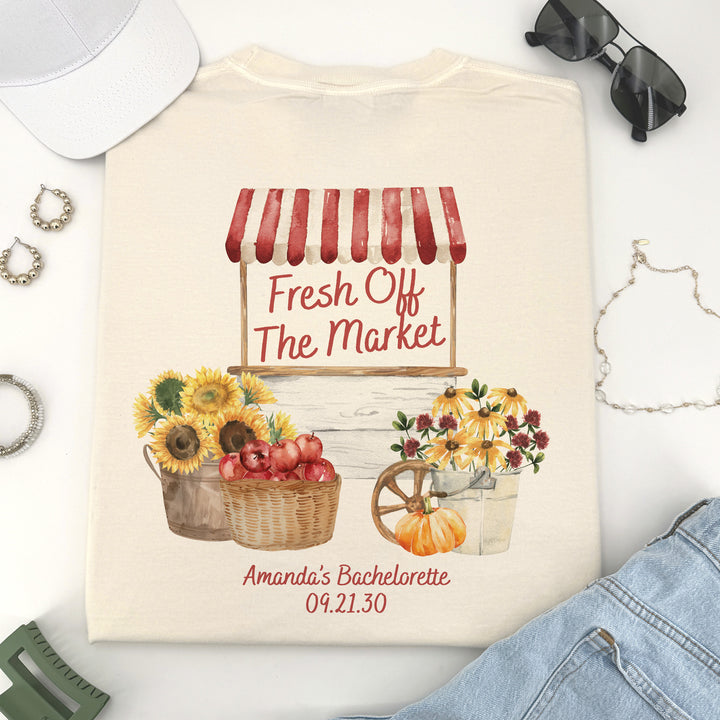Fall Fresh Off the Market Bridal Shower, Bridal Shower Shirt, Two-Sided Design, T-Shirt