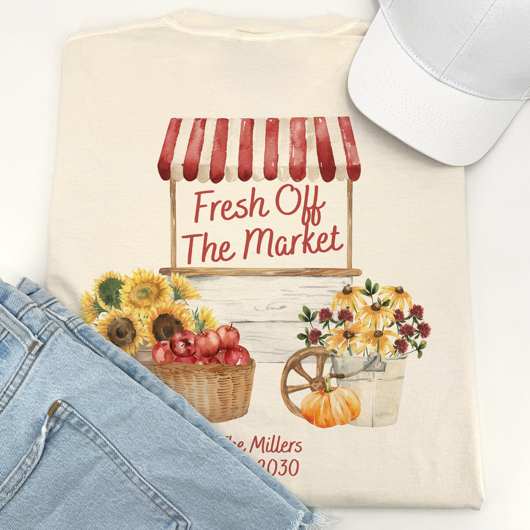 Fall Fresh Off the Market Bridal Shower, Bridal Shower Shirt, Two-Sided Design, T-Shirt