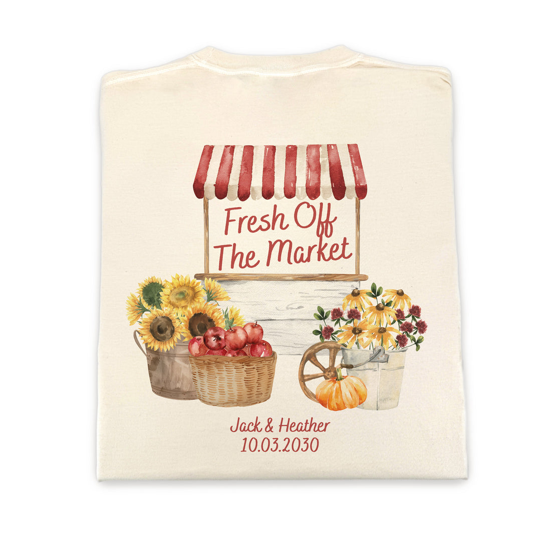 Fall Fresh Off the Market Bridal Shower, Bridal Shower Shirt, Two-Sided Design, T-Shirt