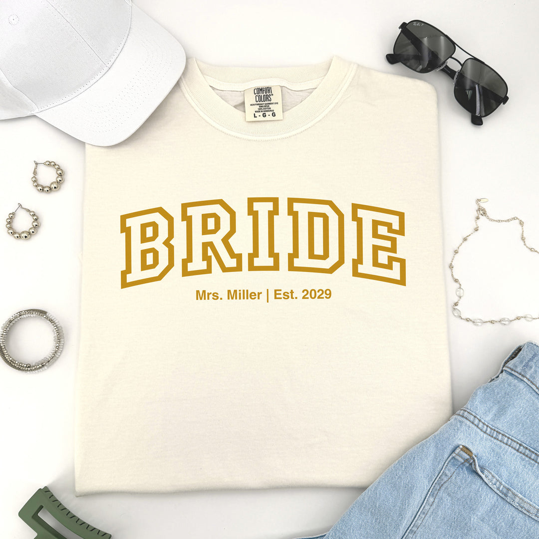 Collegiate Bride Shirt, Wifey, The Mrs, T-Shirt