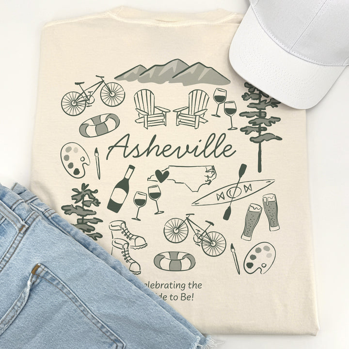 Asheville Bachelorette Doodle, Girls Trip Tee, Two-Sided Design, T-Shirt