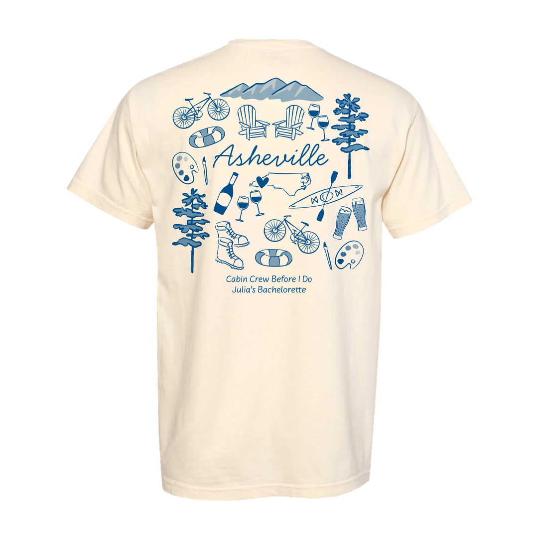 Asheville Bachelorette Doodle, Girls Trip Tee, Two-Sided Design, T-Shirt