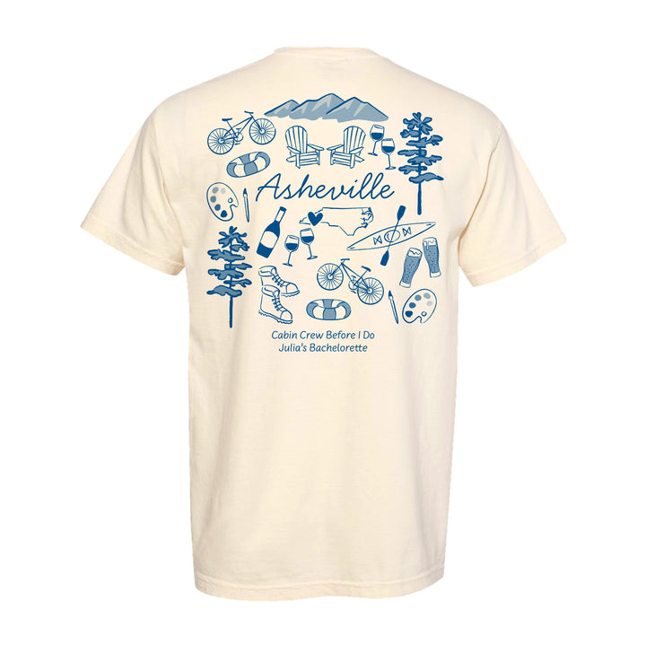 Asheville Bachelorette Doodle, Girls Trip Tee, Two-Sided Design, T-Shirt
