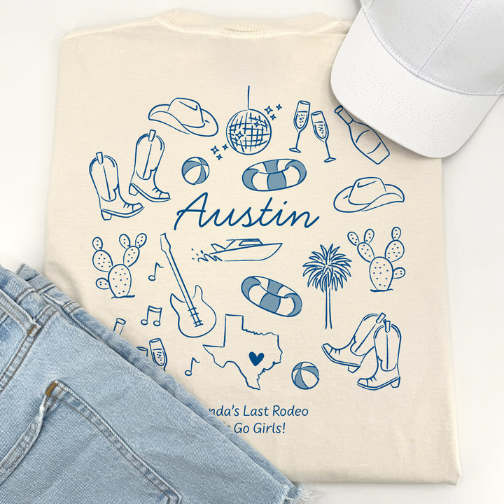 Austin Bachelorette Doodle, Girls Trip Tee, Two-Sided Design, T-Shirt
