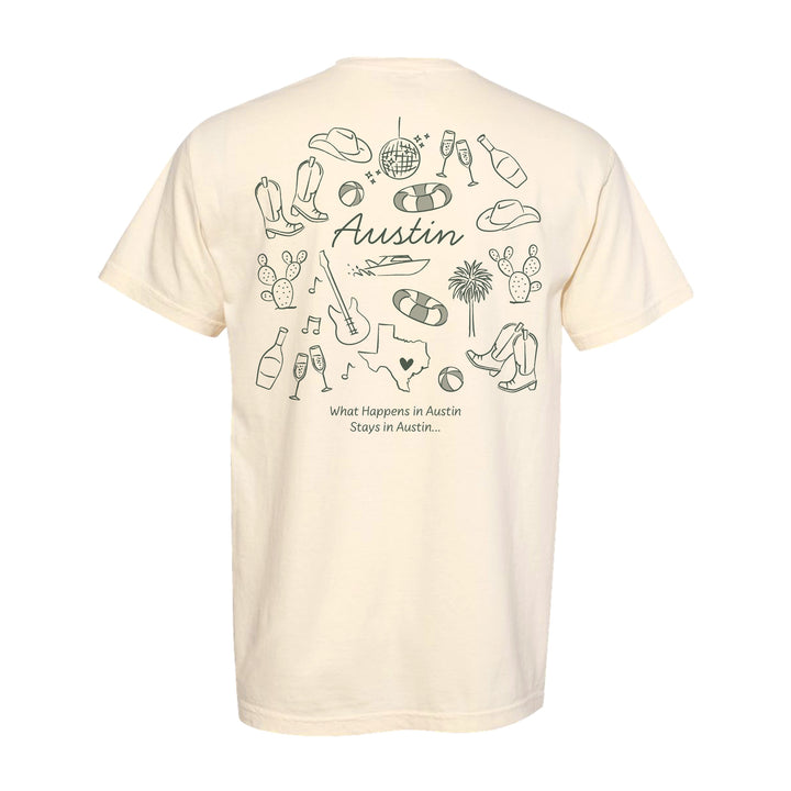 Austin Bachelorette Doodle, Girls Trip Tee, Two-Sided Design, T-Shirt