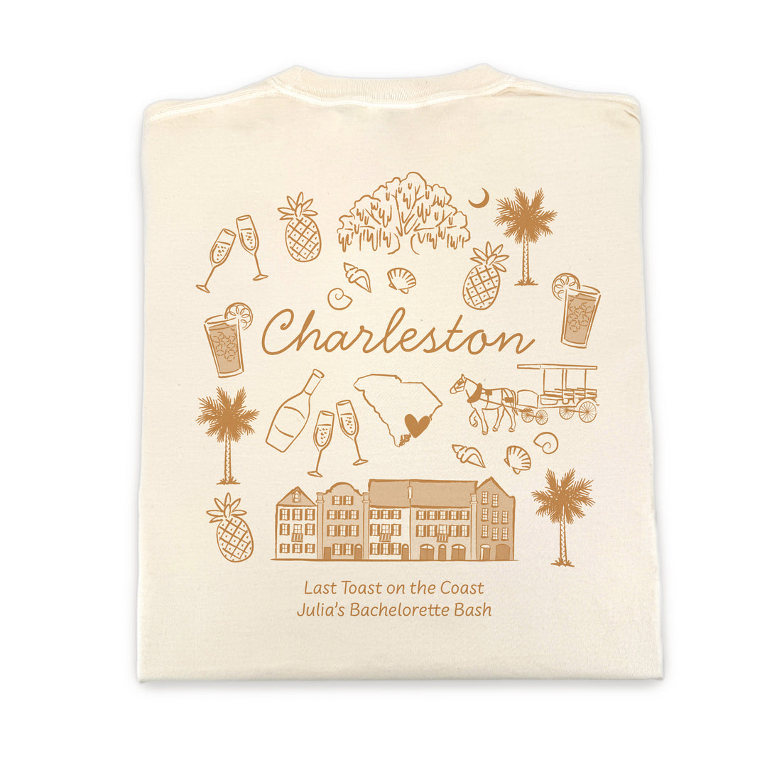 Charleston Bachelorette Doodle, Girls Trip Tee, Two-Sided Design, T-Shirt