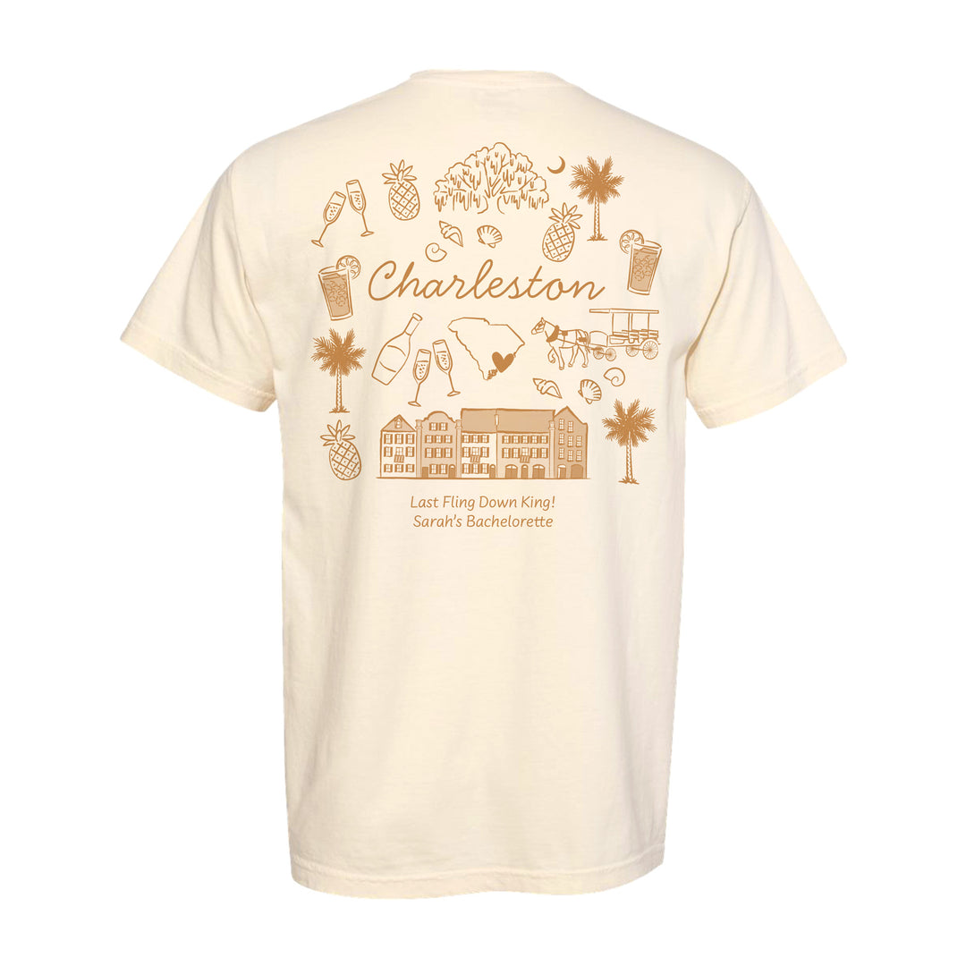Charleston Bachelorette Doodle, Girls Trip Tee, Two-Sided Design, T-Shirt
