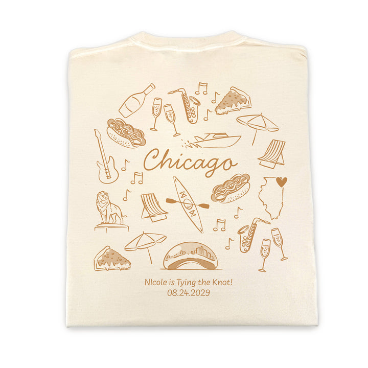 Chicago Bachelorette Doodle, Girls Trip Tee, Two-Sided Design, T-Shirt