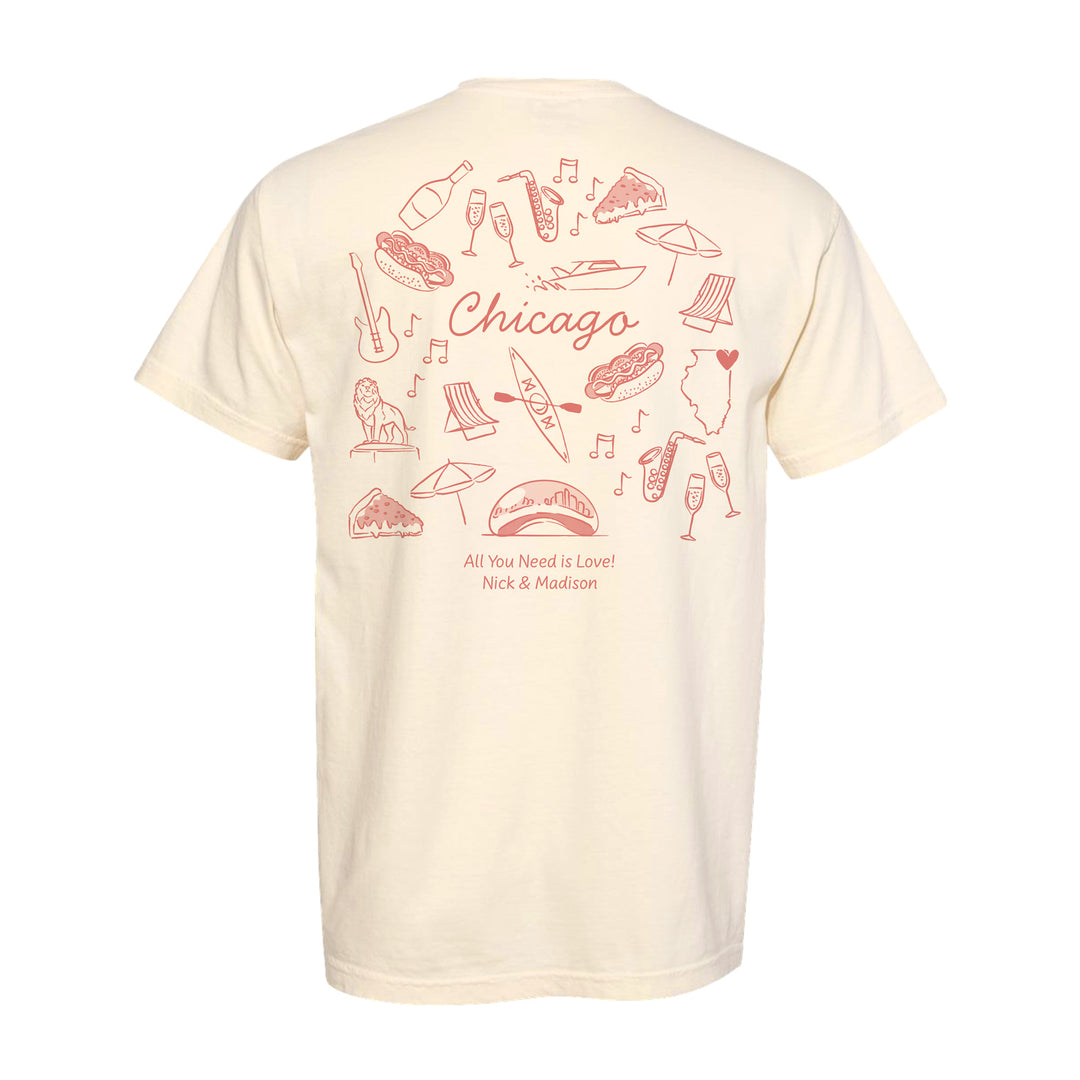 Chicago Bachelorette Doodle, Girls Trip Tee, Two-Sided Design, T-Shirt