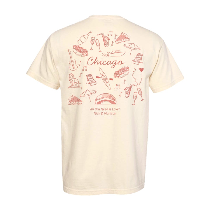 Chicago Bachelorette Doodle, Girls Trip Tee, Two-Sided Design, T-Shirt