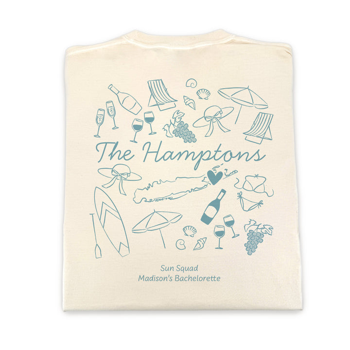 The Hamptons Bachelorette Doodle, Girls Trip Tee, Two-Sided Design, T-Shirt