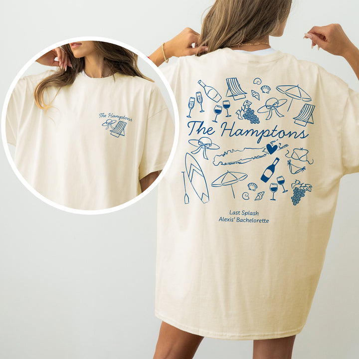 The Hamptons Bachelorette Doodle, Girls Trip Tee, Two-Sided Design, T-Shirt