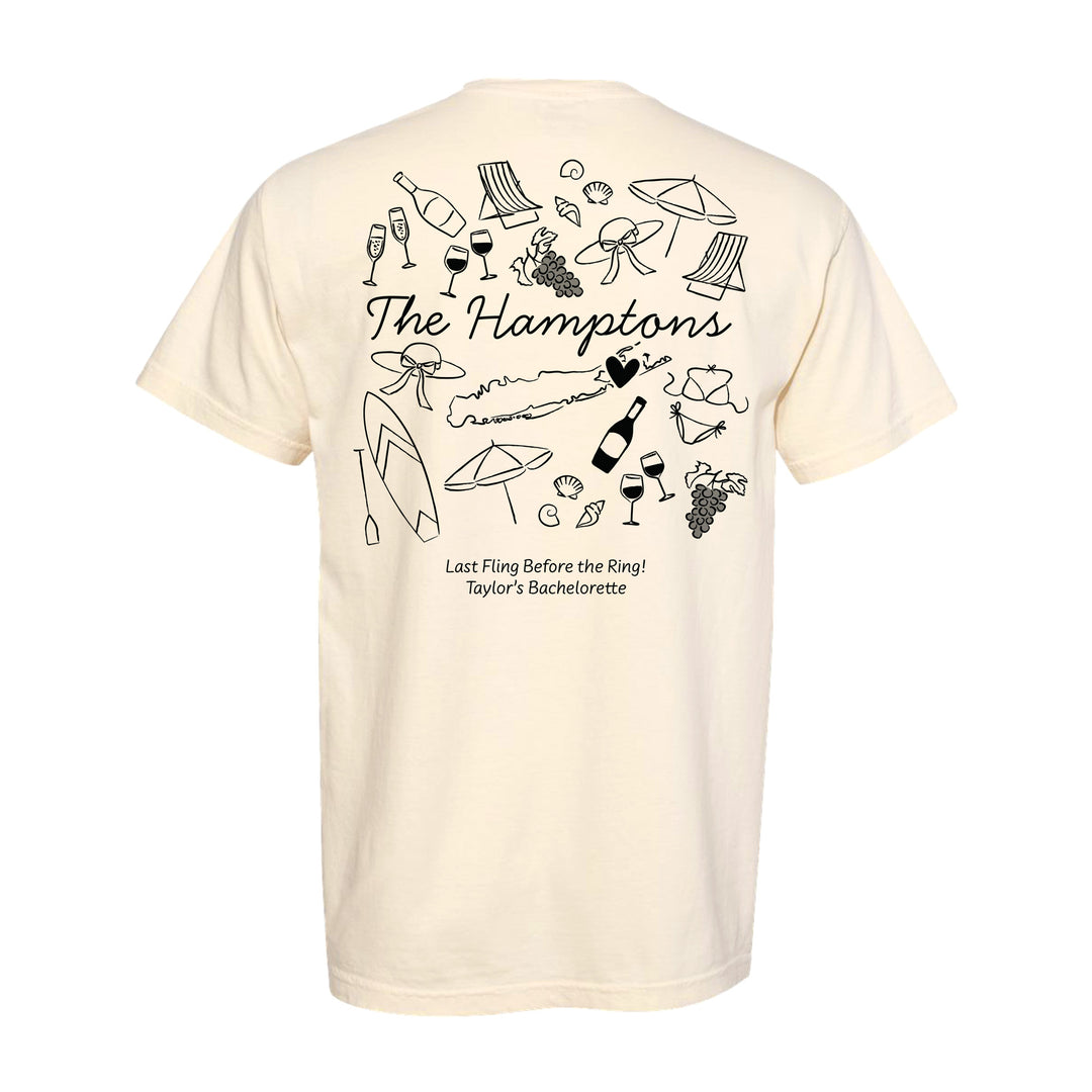 The Hamptons Bachelorette Doodle, Girls Trip Tee, Two-Sided Design, T-Shirt