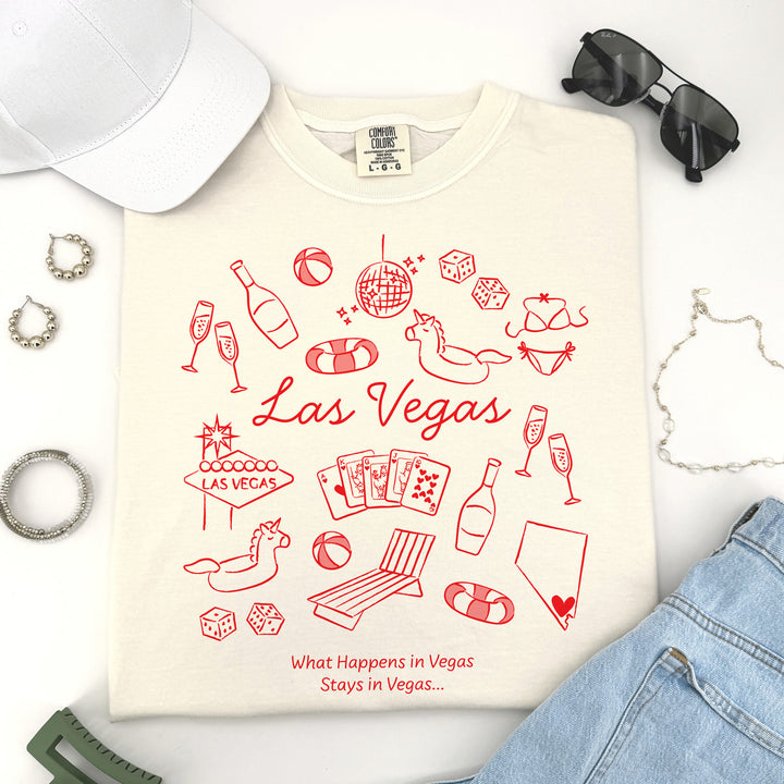 Las Vegas Bachelorette Doodle, Girls Trip, One-Sided Design on Front, T-Shirt