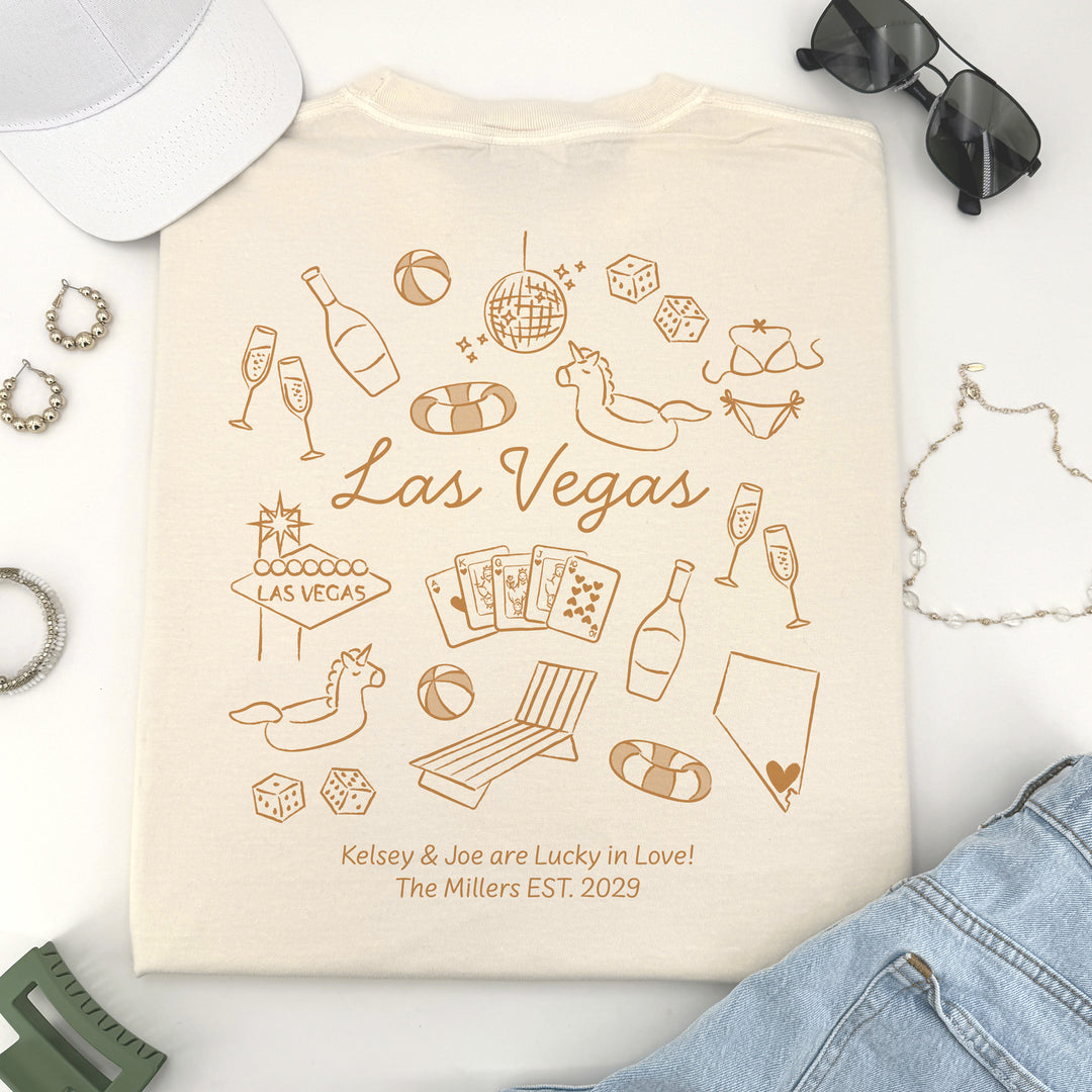Las Vegas Bachelorette Doodle, Girls Trip, Two-Sided Design, T-Shirt