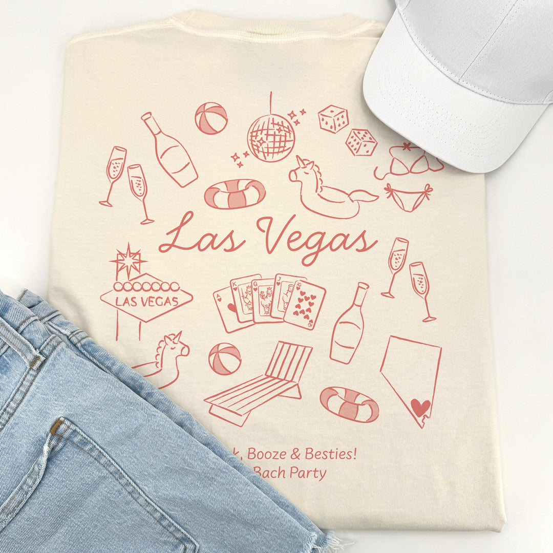 Las Vegas Bachelorette Doodle, Girls Trip, Two-Sided Design, T-Shirt