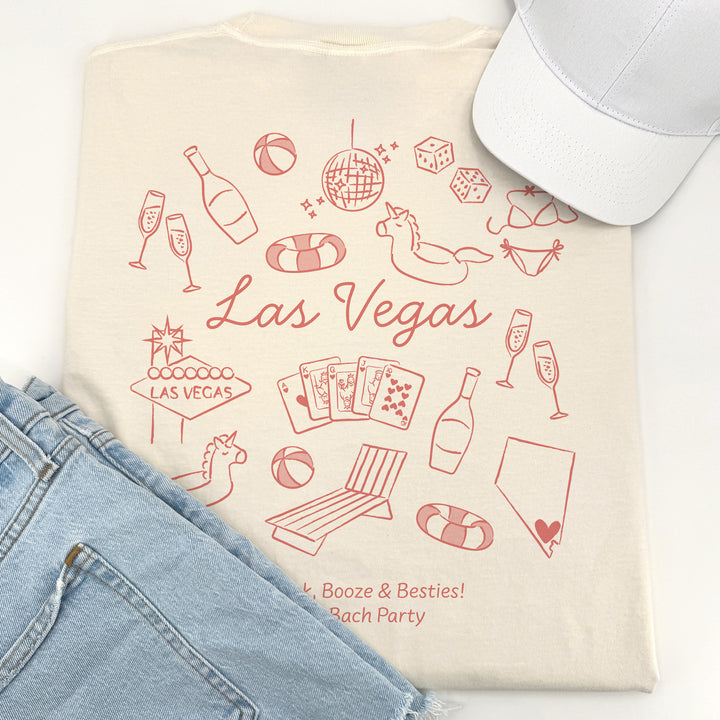 Las Vegas Bachelorette Doodle, Girls Trip, Two-Sided Design, T-Shirt