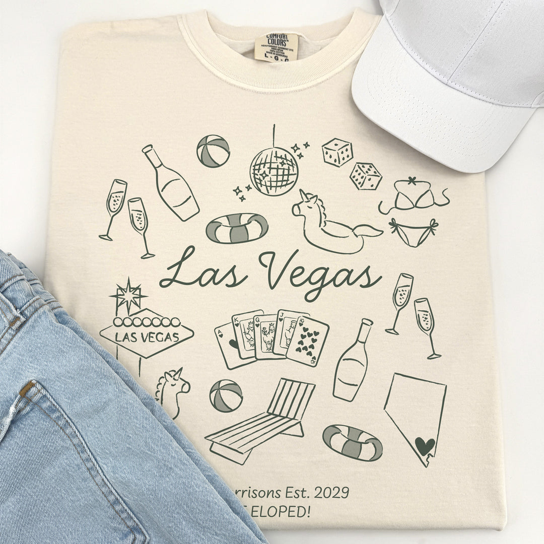 Las Vegas Bachelorette Doodle, Girls Trip, One-Sided Design on Front, T-Shirt
