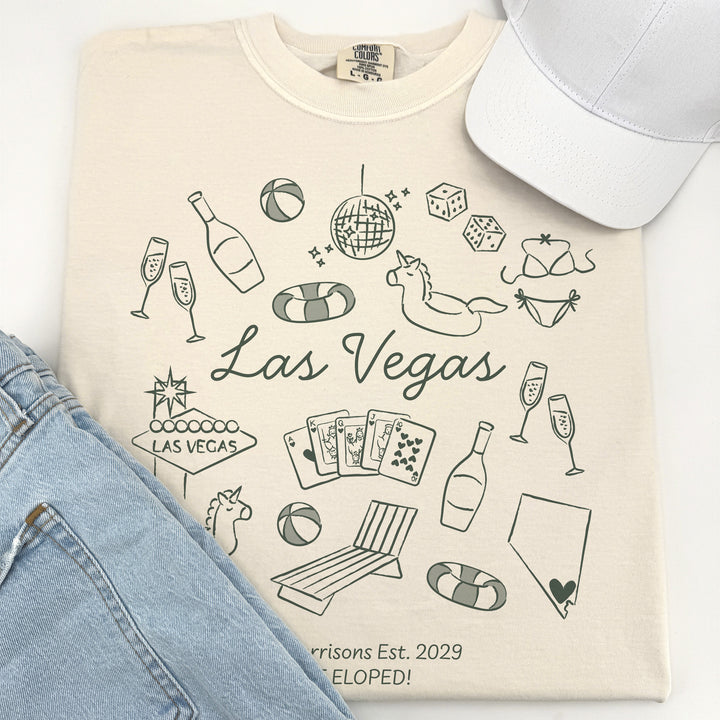 Las Vegas Bachelorette Doodle, Girls Trip, One-Sided Design on Front, T-Shirt