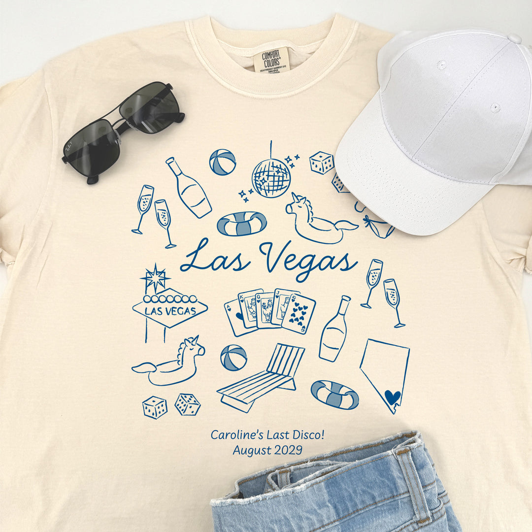 Las Vegas Bachelorette Doodle, Girls Trip, One-Sided Design on Front, T-Shirt