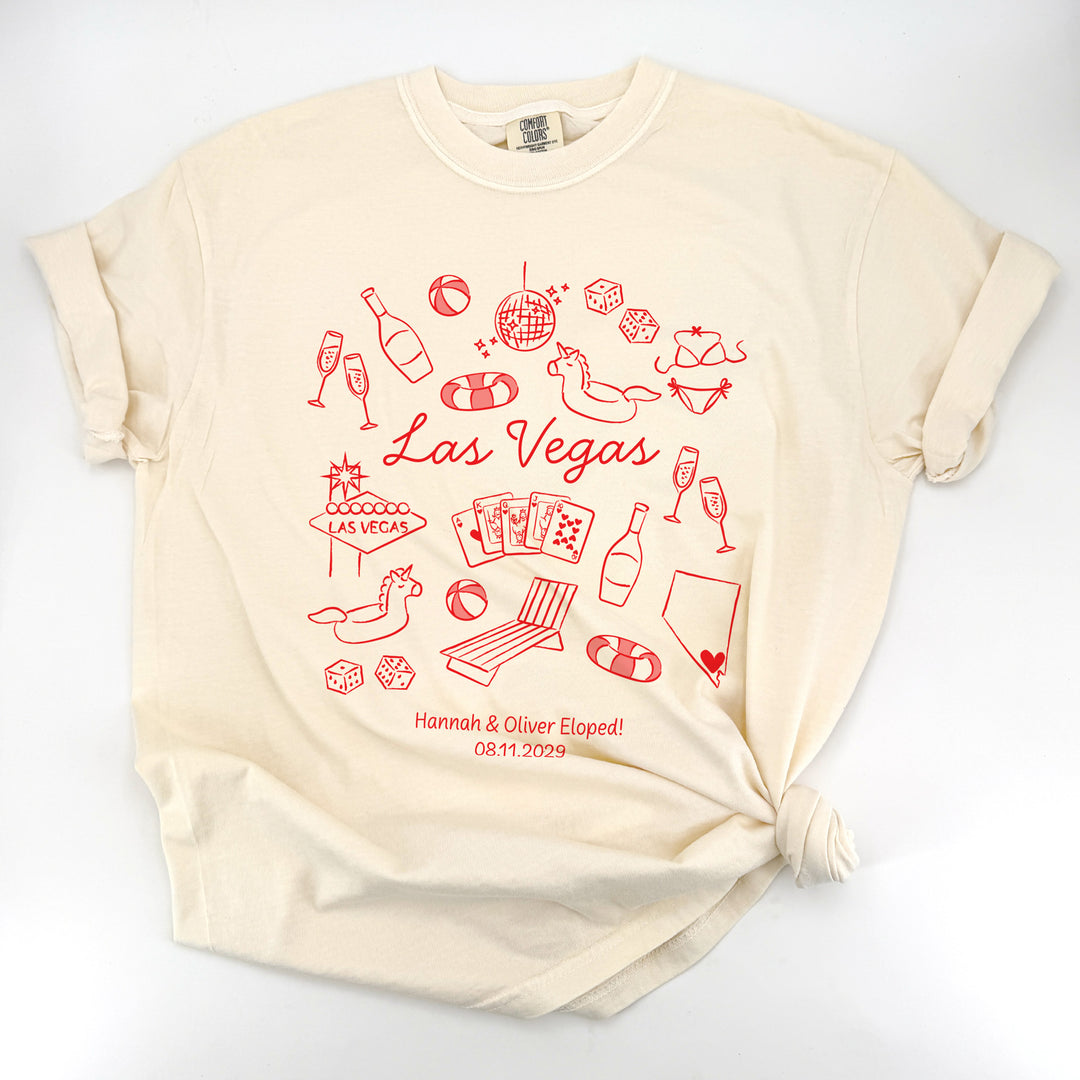 Las Vegas Bachelorette Doodle, Girls Trip, One-Sided Design on Front, T-Shirt