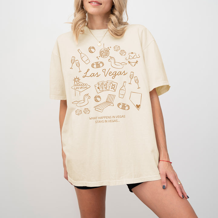 Las Vegas Bachelorette Doodle, Girls Trip, One-Sided Design on Front, T-Shirt