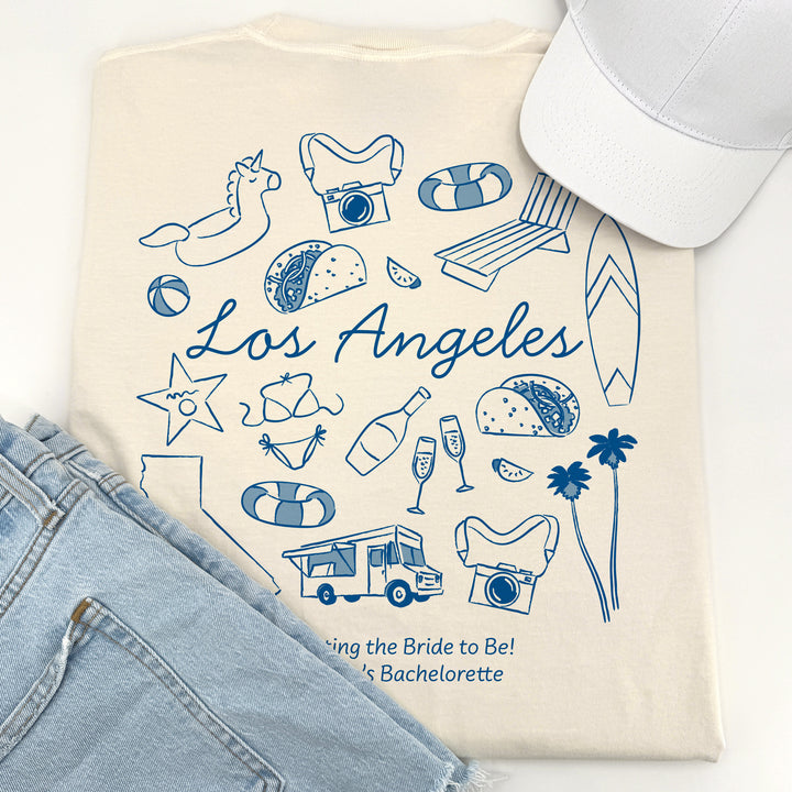 Los Angeles Bachelorette Doodle, Girls Trip Tee, Two-Sided Design, T-Shirt