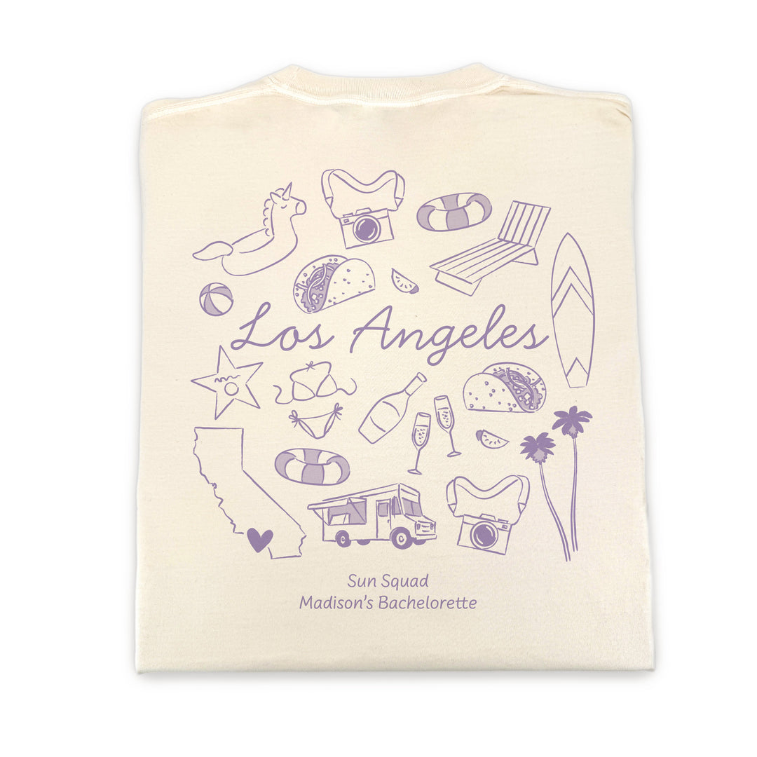Los Angeles Bachelorette Doodle, Girls Trip Tee, Two-Sided Design, T-Shirt