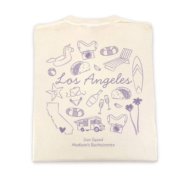 Los Angeles Bachelorette Doodle, Girls Trip Tee, Two-Sided Design, T-Shirt