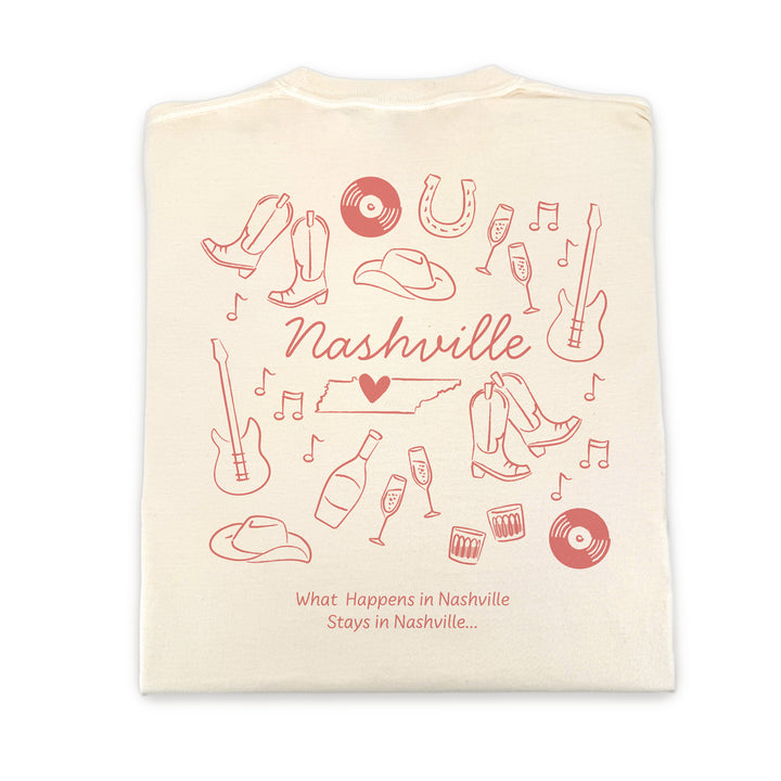 Nashville Bachelorette Doodle, Girls Trip, Two-Sided Design, T-Shirt