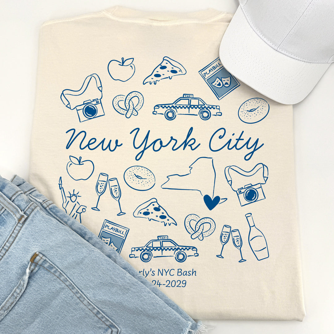 New York City Bachelorette Doodle, Girls Trip Tee, Two-Sided Design, T-Shirt