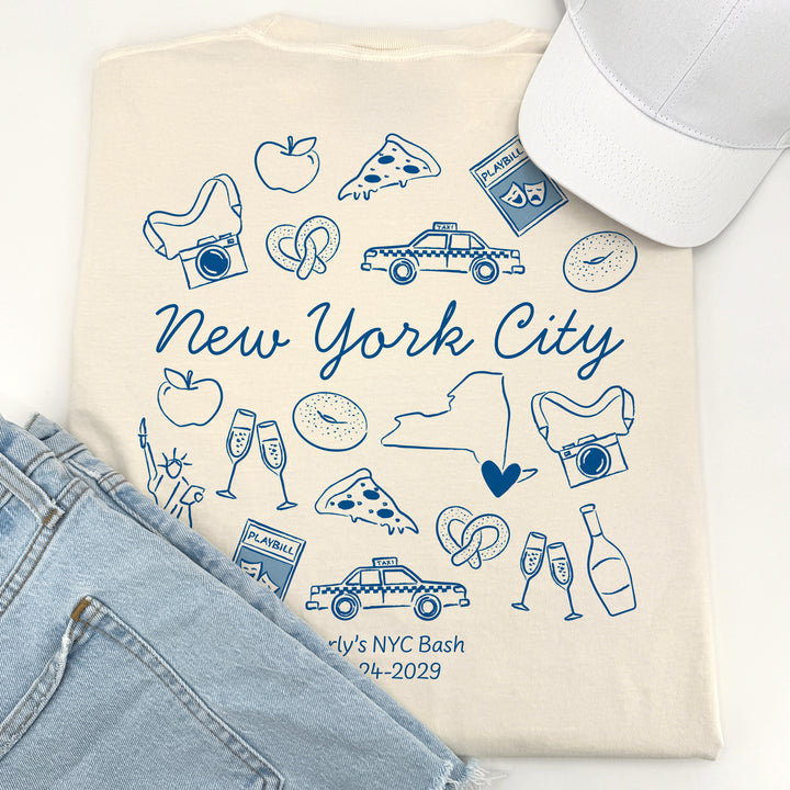 New York City Bachelorette Doodle, Girls Trip Tee, Two-Sided Design, T-Shirt