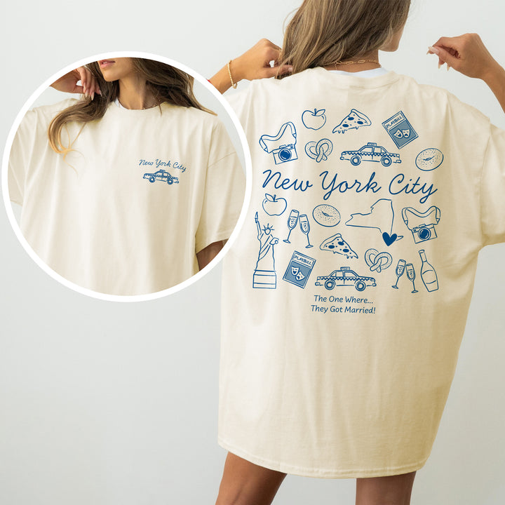 New York City Bachelorette Doodle, Girls Trip Tee, Two-Sided Design, T-Shirt