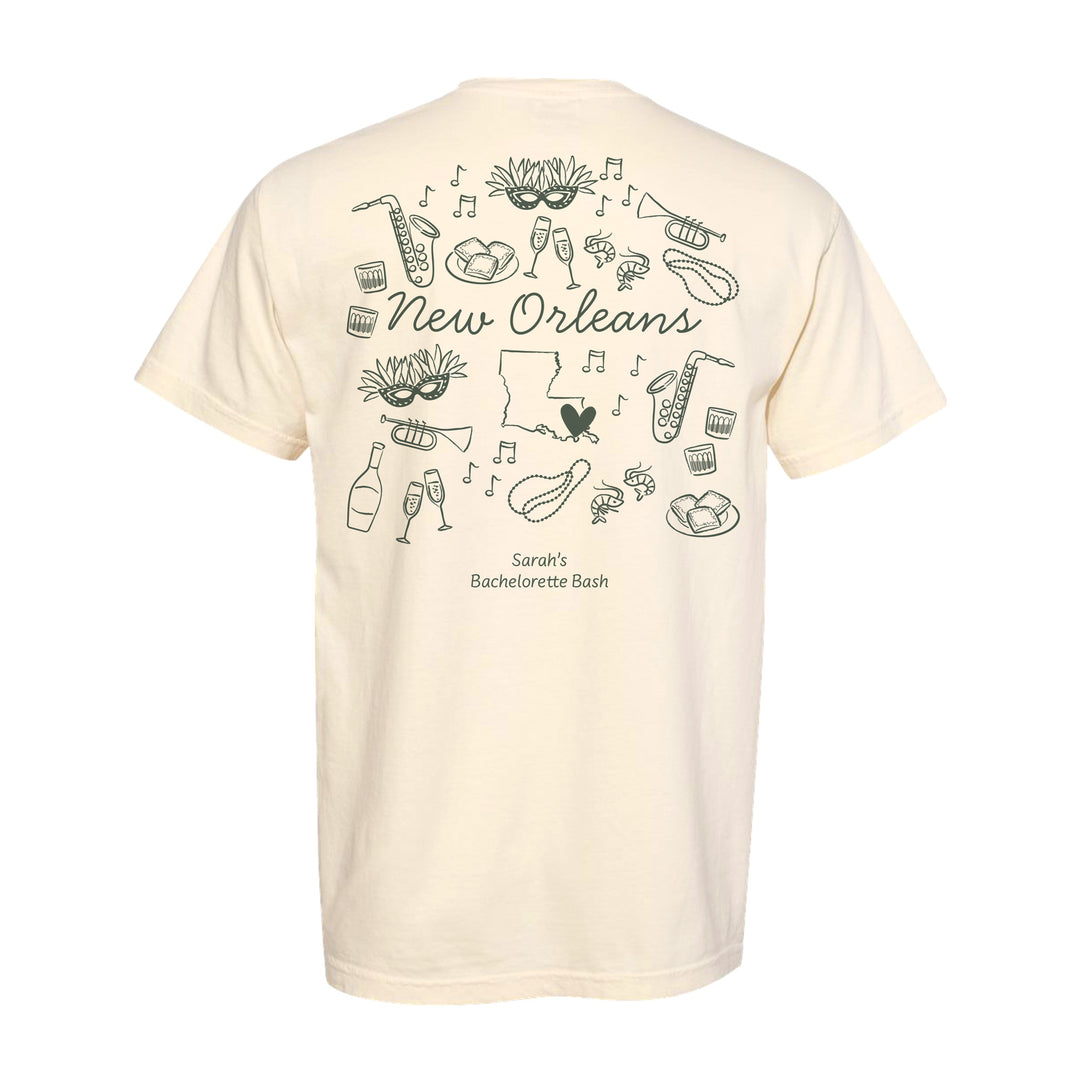 New Orleans Bachelorette Doodle, Girls Trip Tee, Two-Sided Design, T-Shirt