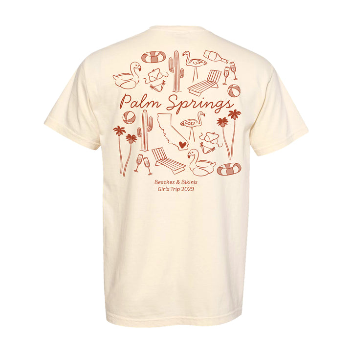 Palm Springs Bachelorette Doodle, Girls Trip Tee, Two-Sided Design, T-Shirt