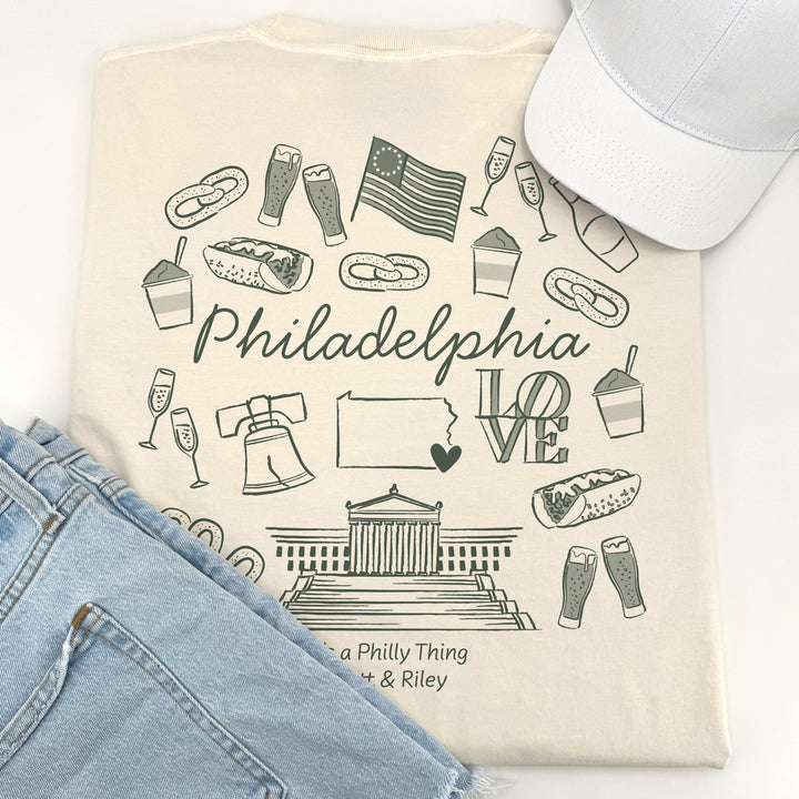 Philadelphia Bachelorette Doodle, Girls Trip Tee, Two-Sided Design, T-Shirt