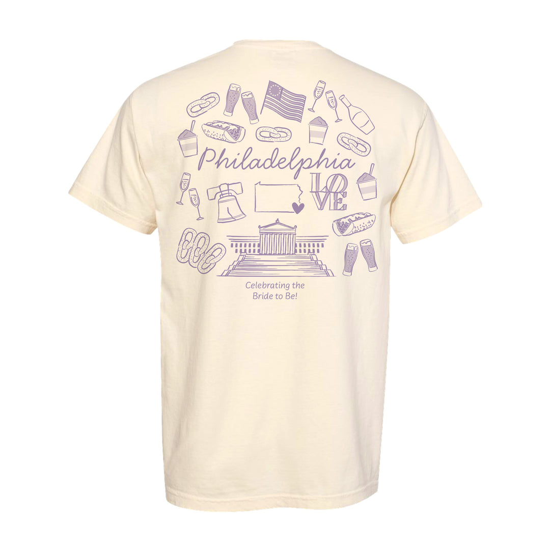Philadelphia Bachelorette Doodle, Girls Trip Tee, Two-Sided Design, T-Shirt