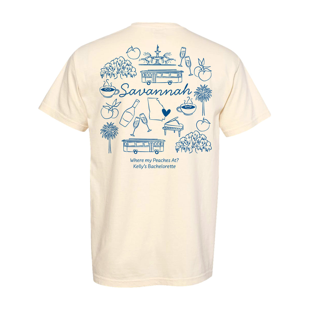 Savannah Bachelorette Doodle, Girls Trip Tee, Two-Sided Design, T-Shirt