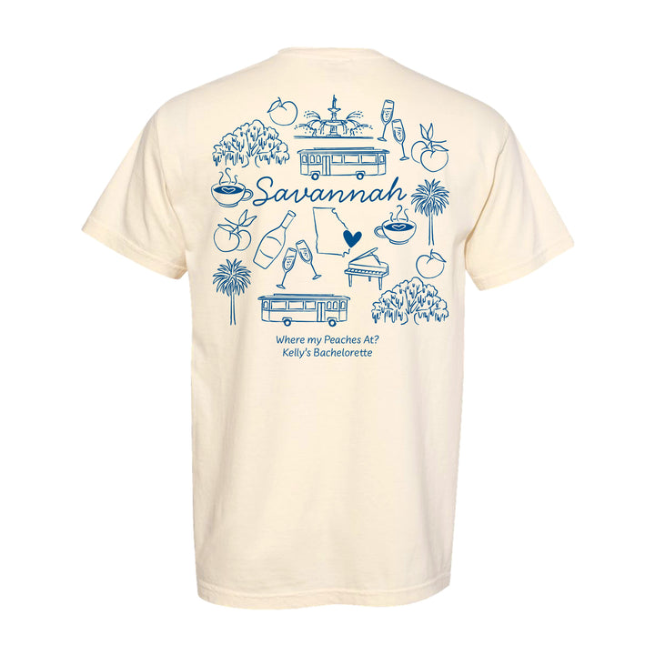 Savannah Bachelorette Doodle, Girls Trip Tee, Two-Sided Design, T-Shirt