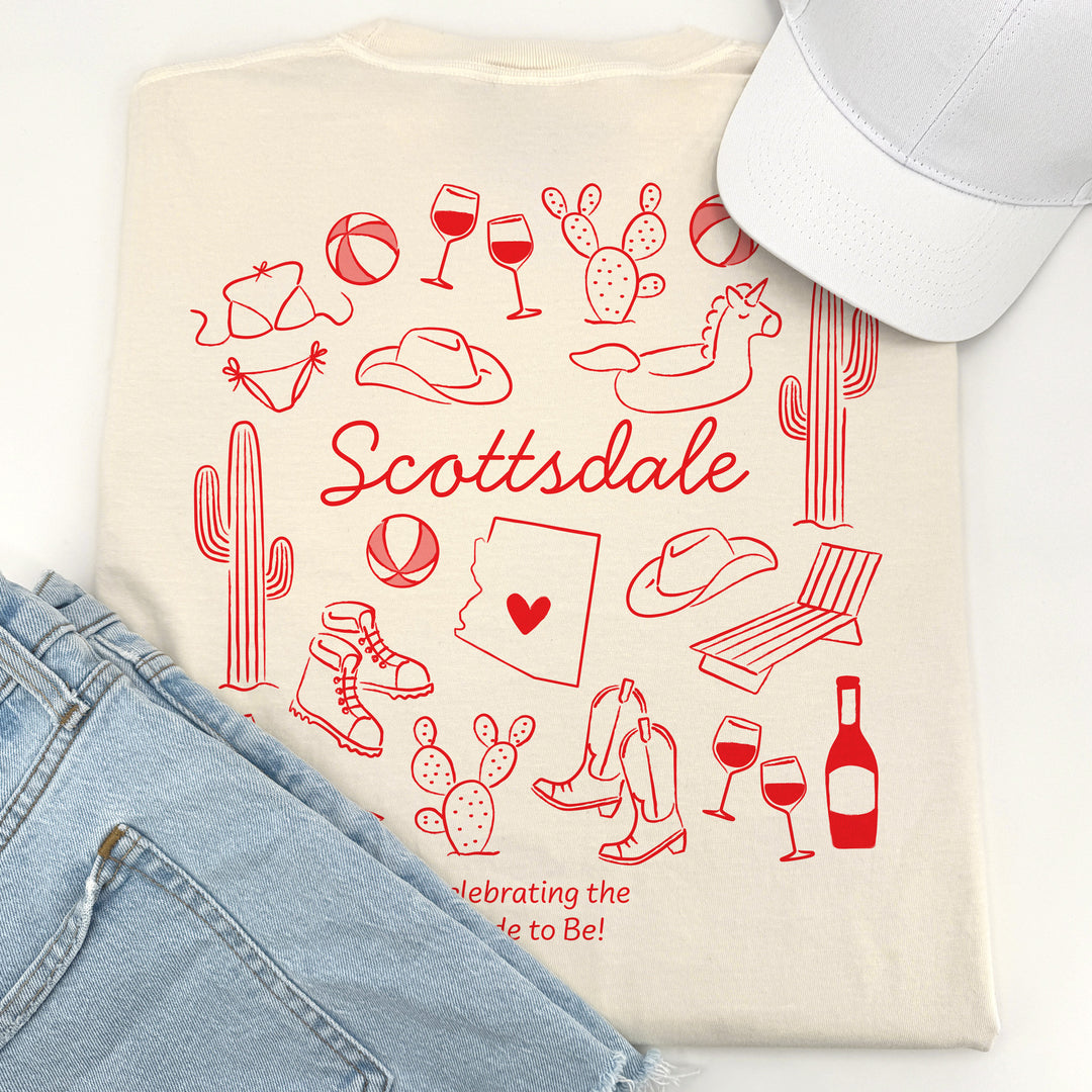 Scottsdale Bachelorette Doodle, Girls Trip Tee, Two-Sided Design, T-Shirt
