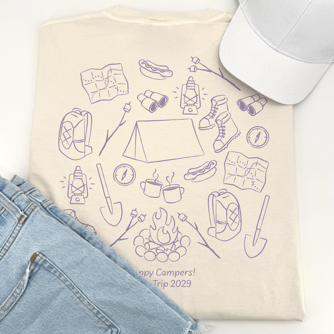 Camp Bachelorette Doodle, Girls Trip Tee, Two-Sided Design, T-Shirt