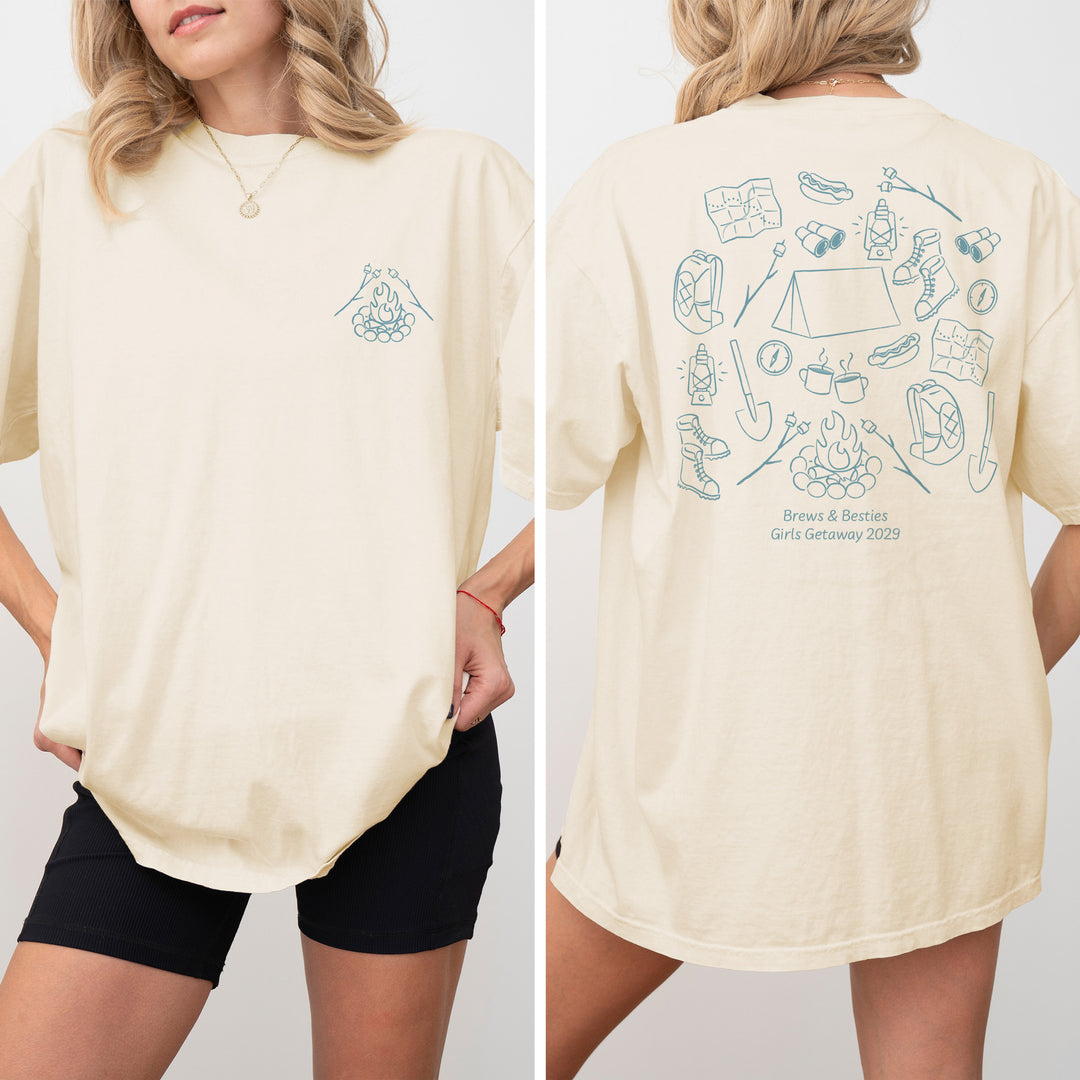 Camp Bachelorette Doodle, Girls Trip Tee, Two-Sided Design, T-Shirt
