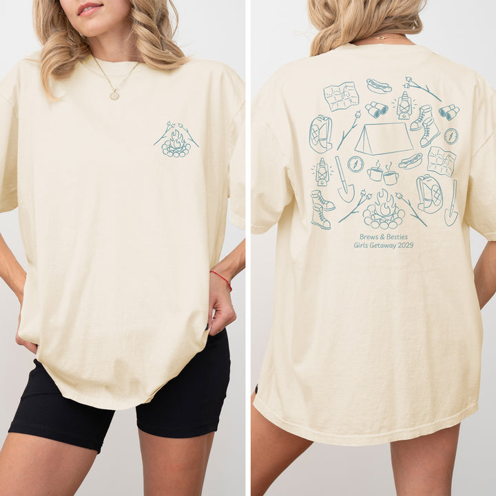 Camp Bachelorette Doodle, Girls Trip Tee, Two-Sided Design, T-Shirt