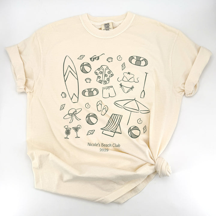 Beach Bachelorette Doodle, Girls Trip, One-Sided Design on Front, T-Shirt