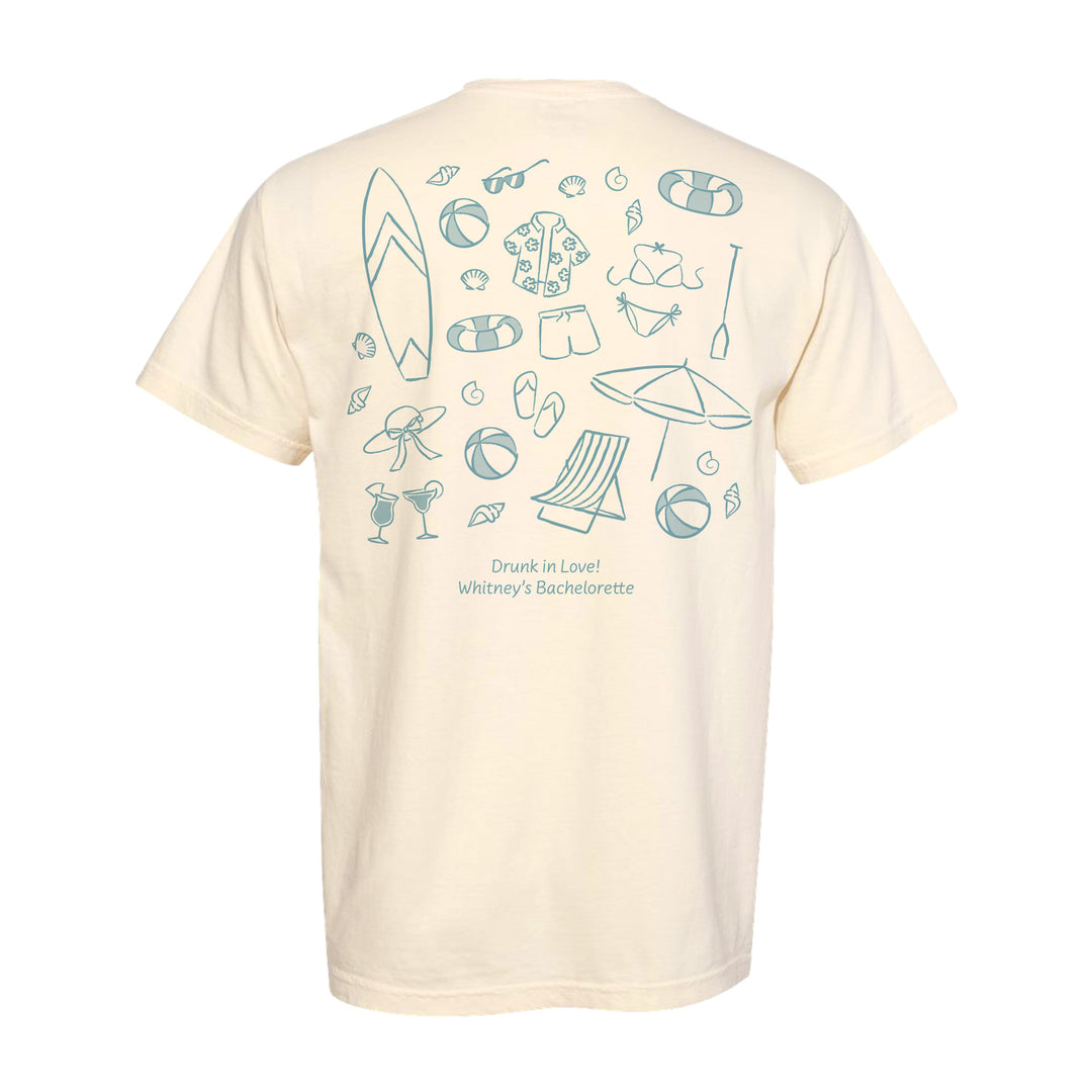 Beach Bachelorette Doodle, Girls Trip, Two-Sided Design, T-Shirt